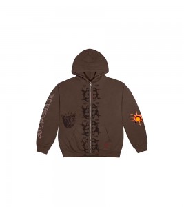 Travis Scott Reverse Dog Zip Up Hoodie Brown