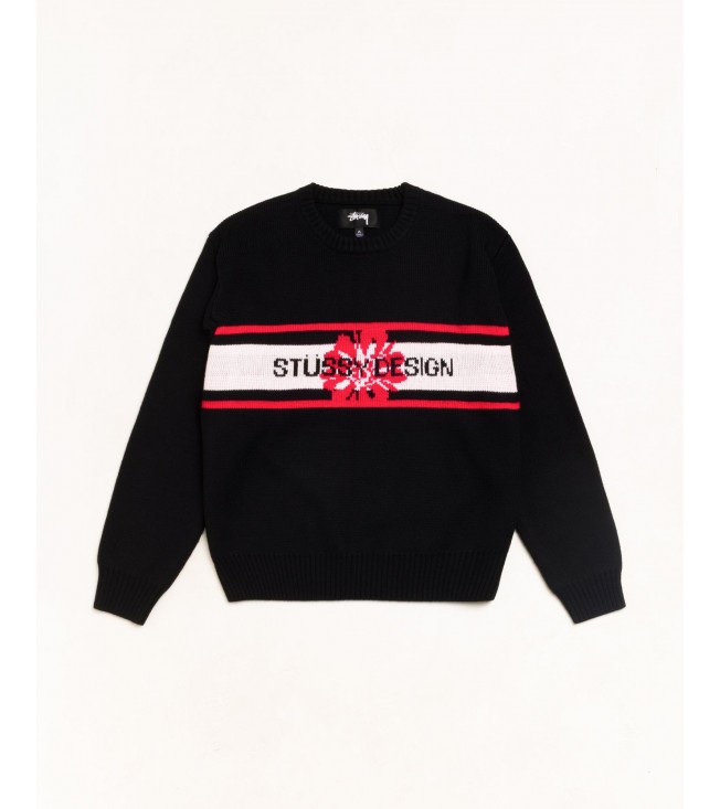 Свитер Stussy Striped Hibiscus Sweater Black