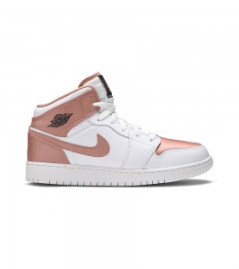 Кроссовки Air Jordan 1 Mid White Rose Gold GS