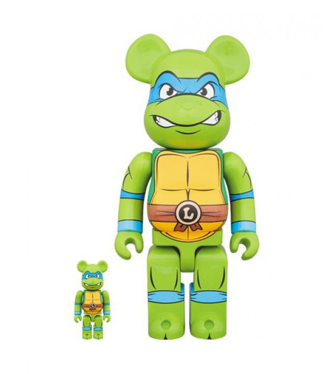 Bearbrick Medicom TMNT Leonardo 100% & 400% Set Green