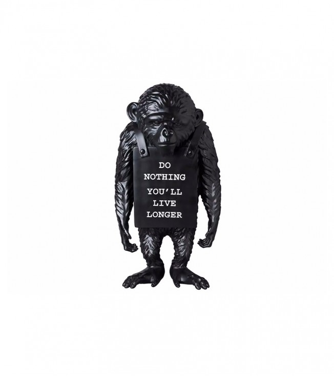 Banksy Brandalism Monkey Sign Figure Black