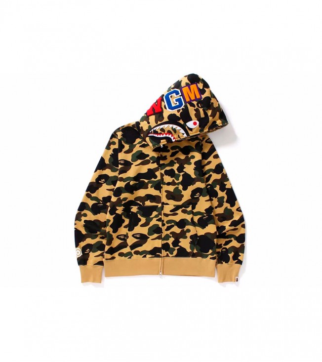 Худи BAPE 1st Camo Shark Full Zip Hoodie Yellow