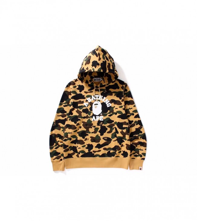 Худи BAPE 1ST Camo College Hoodie Yellow/White