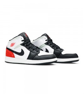 Кроссовки Air Jordan 1 Mid Se White Black Red Spruce GS - ???? ?20