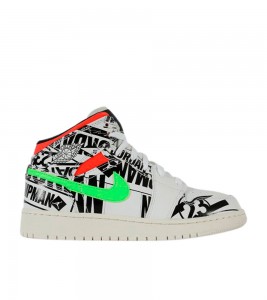 Кроссовки Air Jordan 1 Mid All Over Logos GS