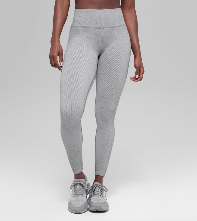 Леггинсы Alo Yoga Seamless High-Waist Two Tone Rib Grey