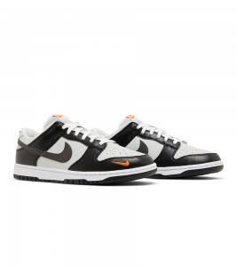 Nike Dunk Low Black Total Orange Mini Swoosh - Фото №2