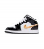 Кроссовки Air Jordan 1 Mid Patent Black White Gold GS