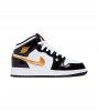Кроссовки Air Jordan 1 Mid Patent Black White Gold GS