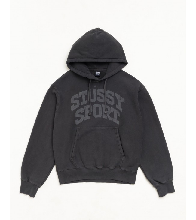 Худи Stussy Block Sport Hoodie Garment Dyed Faded Black