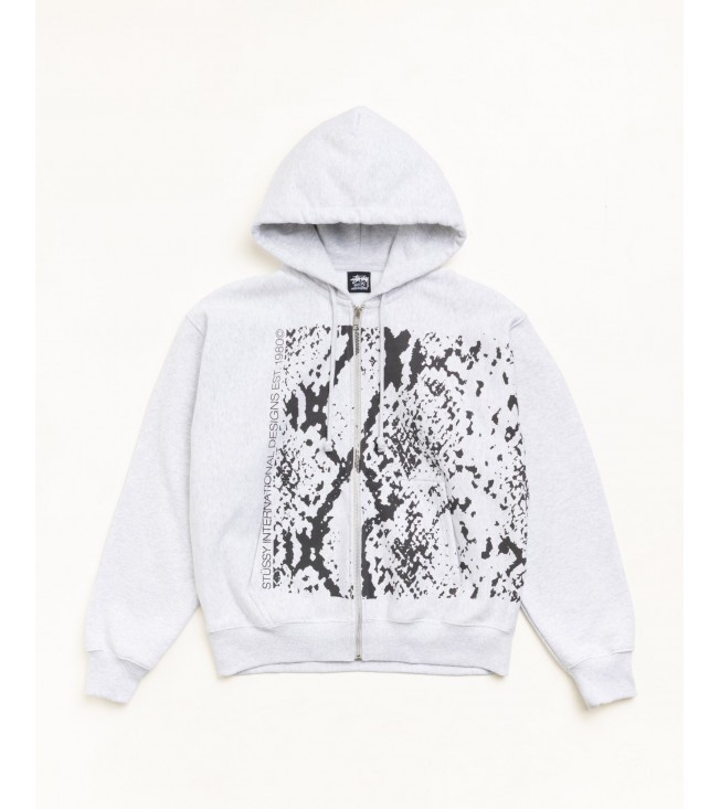 Худи Stussy Snakeskin Zip Hoodie Ash Heather