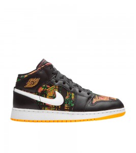 Кроссовки Air Jordan 1 Mid Black Laser Orange Bright Melon GS