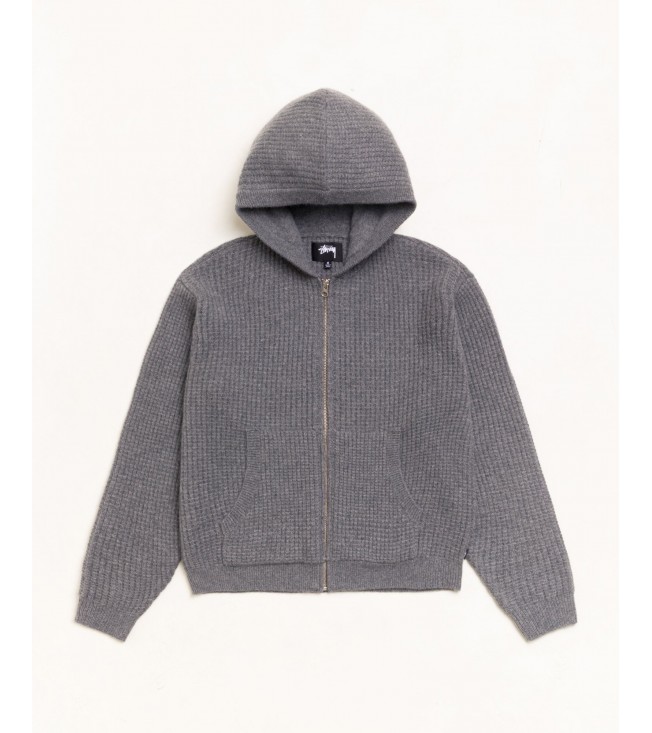Свитер Stussy Waffle Cashmere Zip Hood Sweater Charcoal