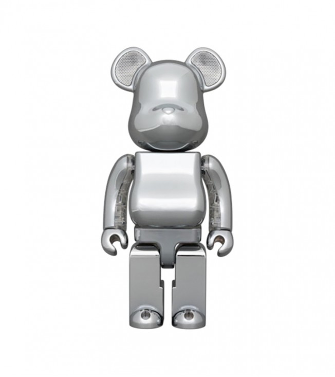 Bearbrick Rinaro Audio Chrome Portable Bluetooth Speaker 400% Silver