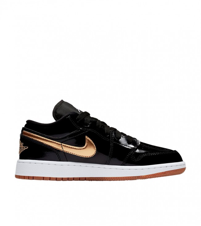 Кроссовки Air Jordan 1 Retro Low Black Gold Patent GS