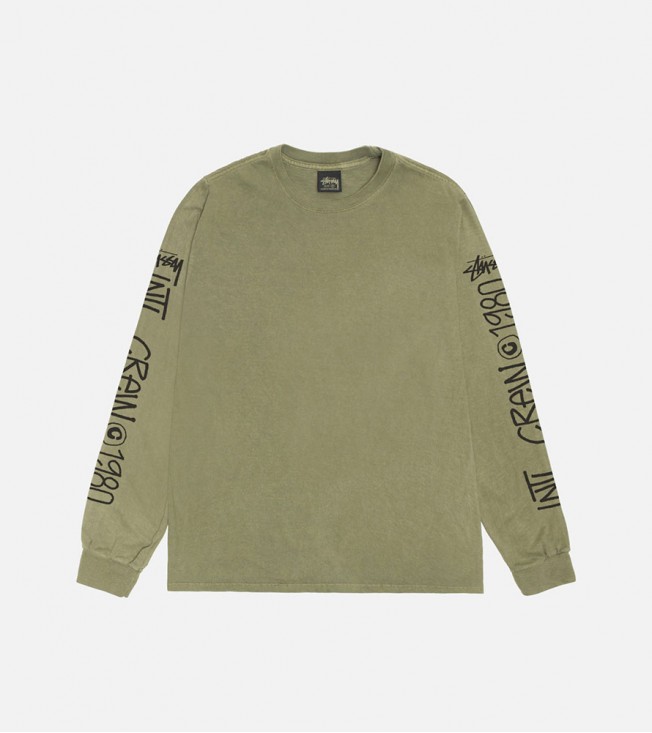 Stussy Intl Crew Ls Tee Pigment Dyed Olive