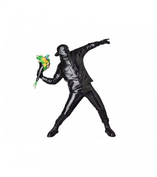 Banksy Brandalism Flower Bomber Figure Black