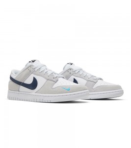 Nike Dunk Low White Grey Navy Aqua Mini Swoosh - Фото №2
