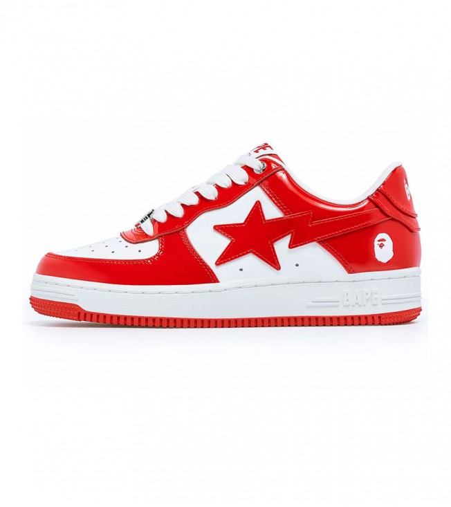 A Bathing Ape Bape Sta Patent Leather White Red