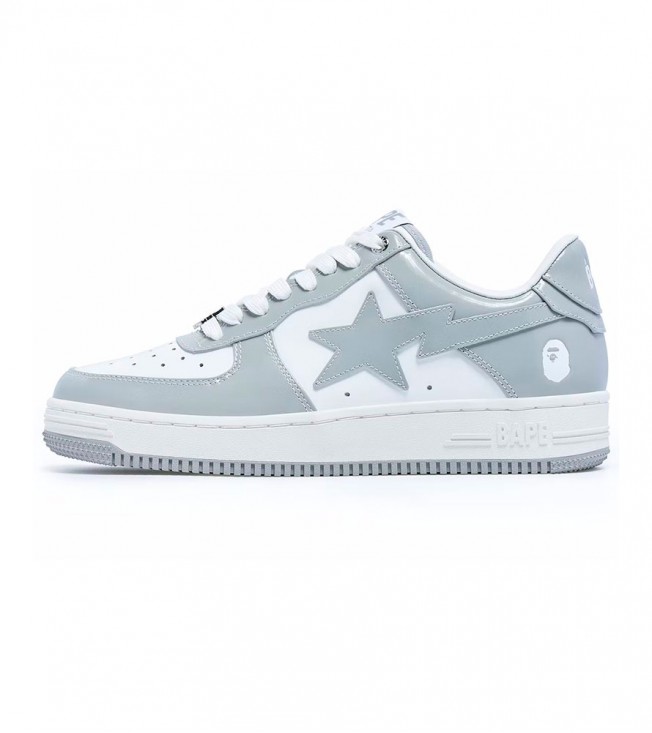 A Bathing Ape Bape Sta Patent Leather White Grey