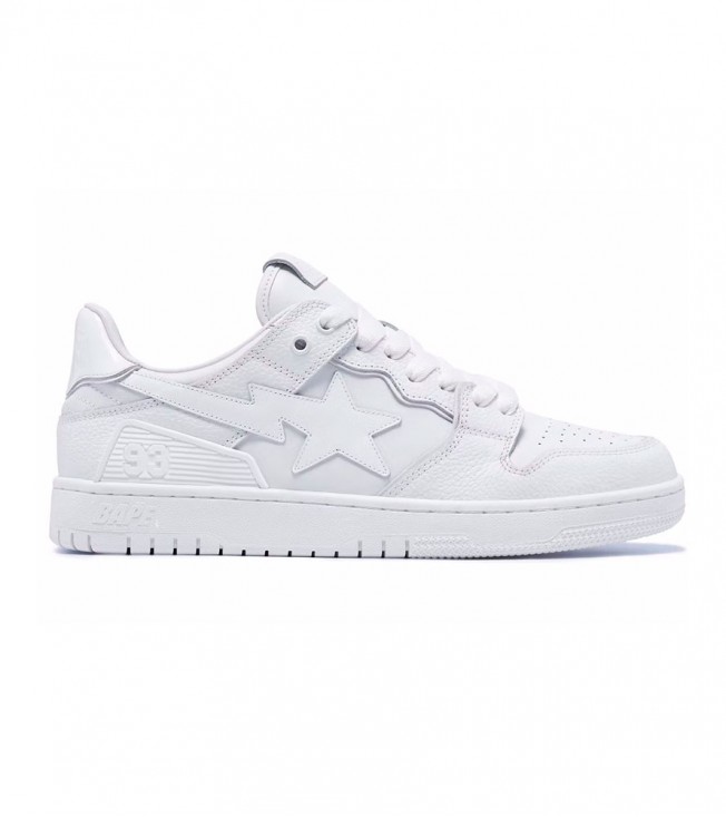 A Bathing Ape Bape SK8 Sta Triple White Patent Leather Sta Logo
