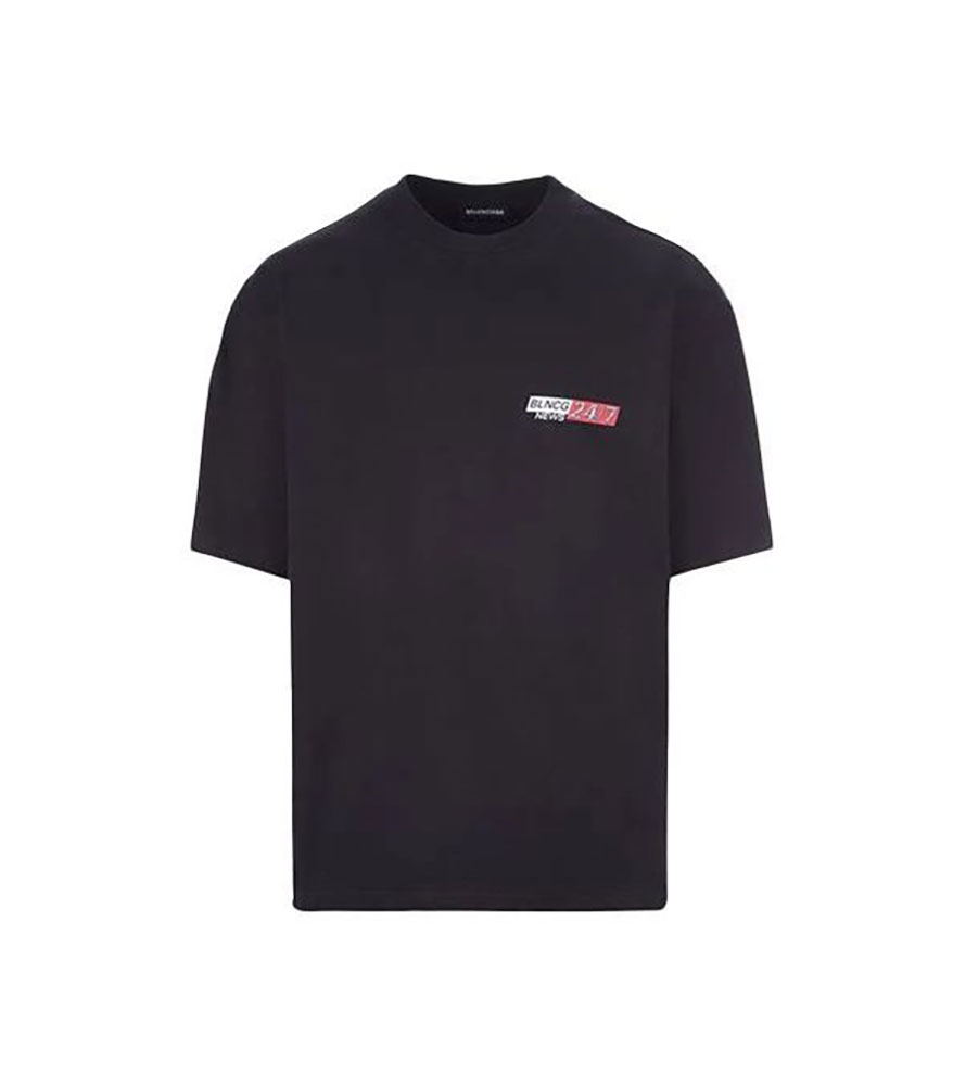 Футболка Balenciaga Black Medium Fit Blncg 24/7 T-shirt - 612966